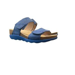 Dansko New Women's Maddy Wedge Sandal Nubuck Blue size 38
